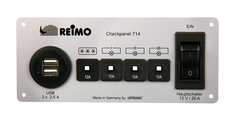 Reimo-Sicherungs-Panel 714 silber mit Doppel-USB-Steckdose