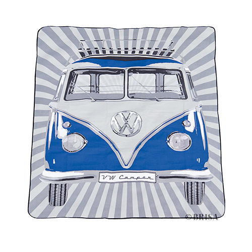 VW Bulli T1 Picknickdecke mit Strahlen blau
