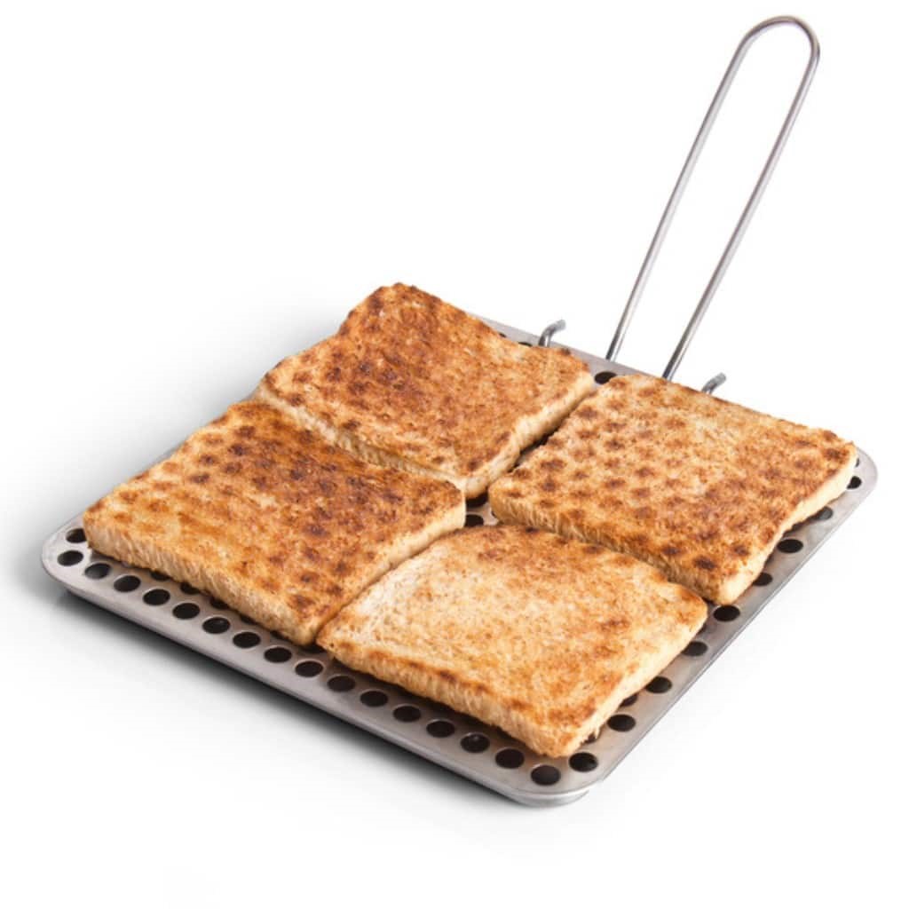 Edelstahl-Toaster mit Faltgriff für Kartuschenkocher