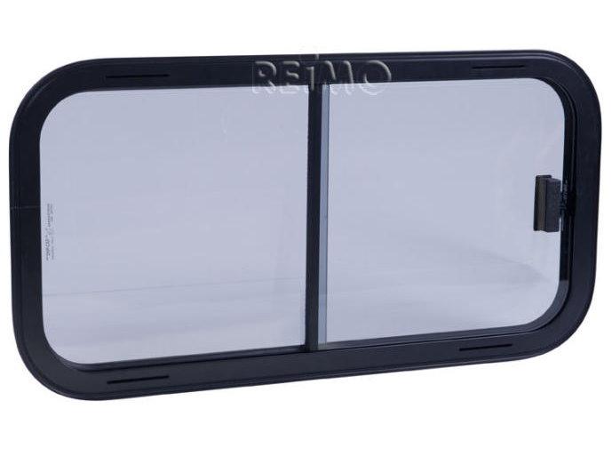 Sicherheitsglas Schiebefenster Rahmen schwarz 800x450 mm