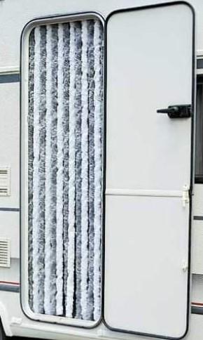 Flauschvorhang 56x185 cm grau/weiß für Wohnwagen