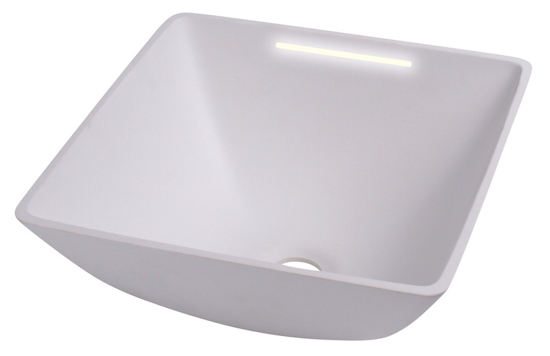 Design-Waschbecken viereckig weiß mit 12V LED Beleuchtung