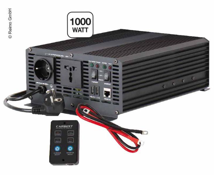 Sinus-Wechselrichter 12/230V 1000 Watt integriertes Ladegerät 10A