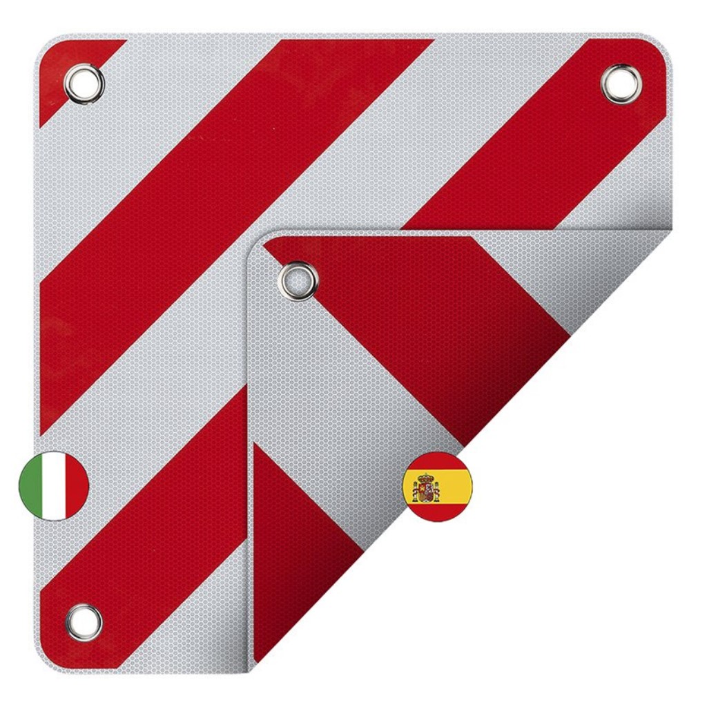 Warntafel aus Kunststoff 50 x 50 cm für Italien Spanien 2 in 1