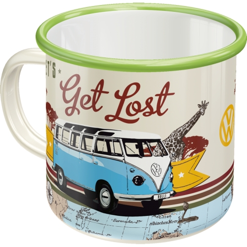 VW Bulli T1 Emaille Becher Let's Get Lost