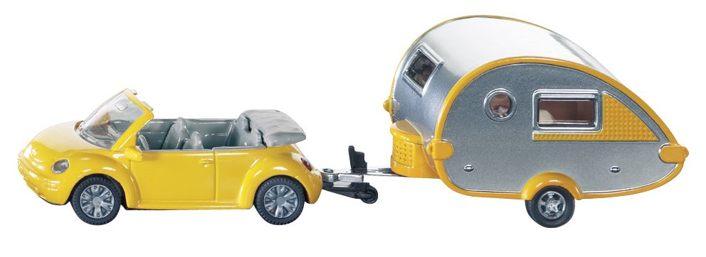 Siku VW-Beetle Cabrio mit Tab-Wohnwagen